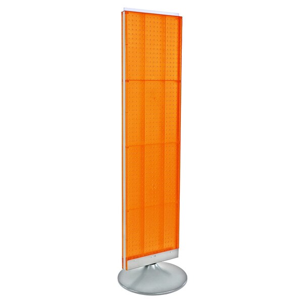 Two-Sided Pegboard Floor Display on a Silver Round Non-Revolving Base